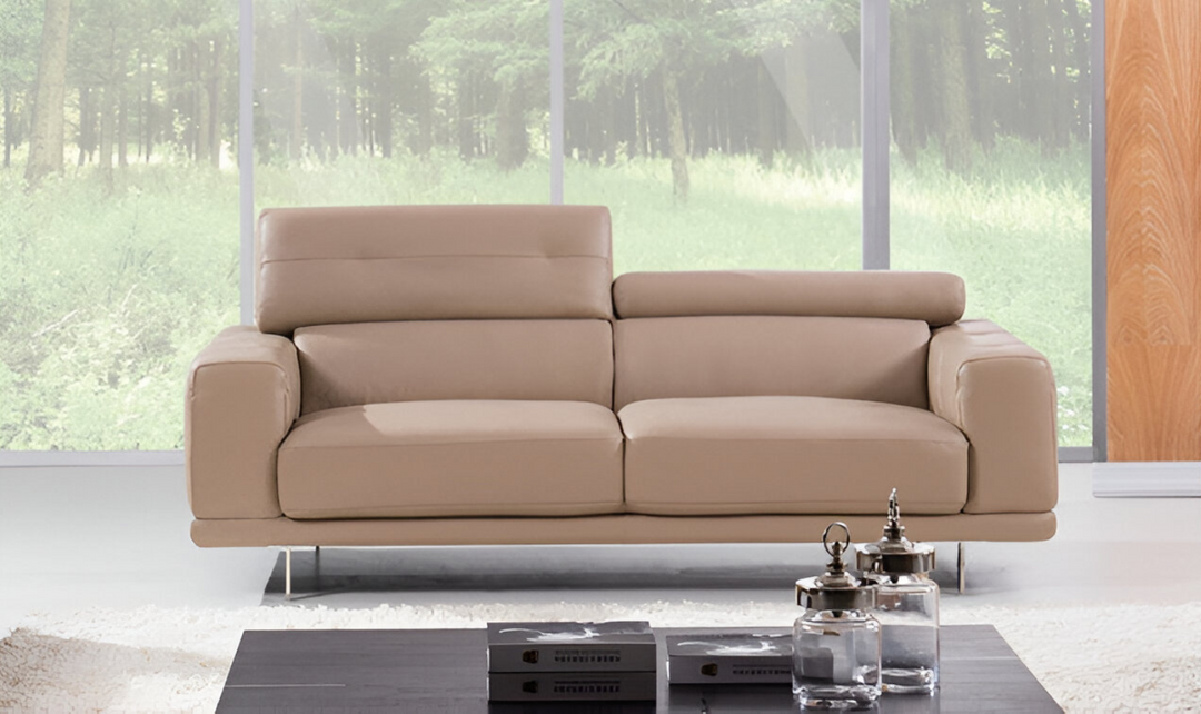 Gio Italia Faby Leather Sofa with Adjustable Headrests