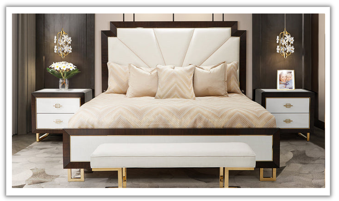 AICO Belmont Place Upholstery Espresso 5/6 Pieces Bedroom Set-jennifer