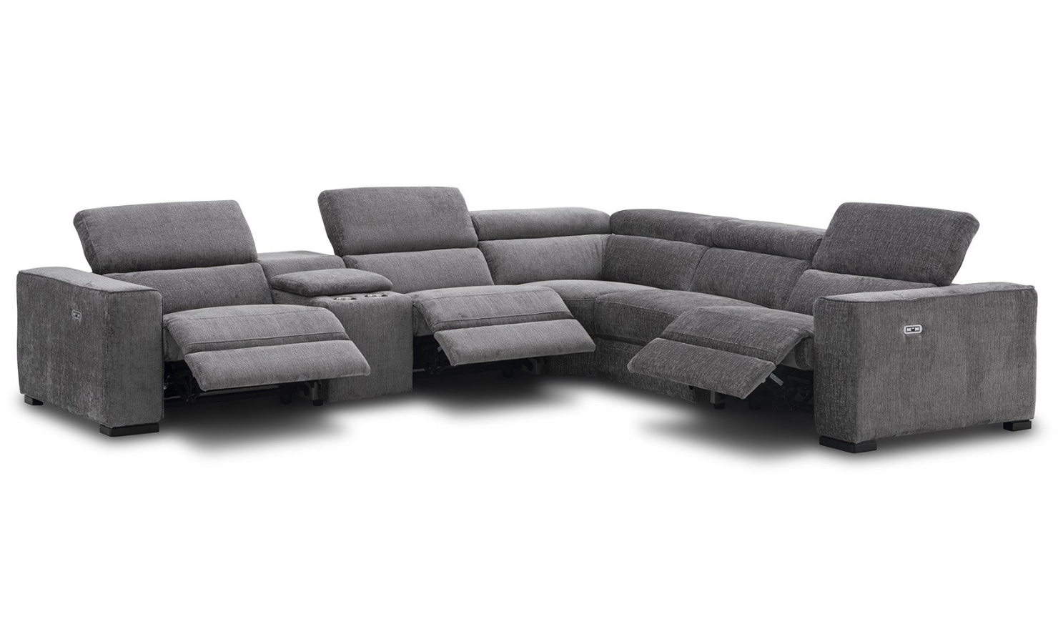 Jennifer Italia Incanto  L-Shaped Leather/Fabric Motion 6pc Sectional