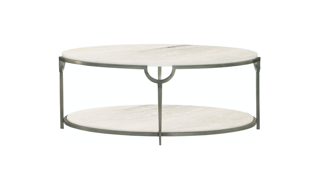 Bernhardt Morello Oval Marble Cocktail Table with Adjustable Glides