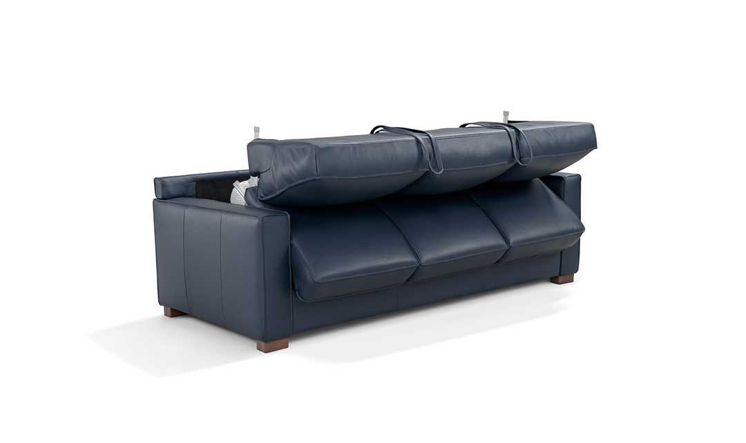 Leather Italia Logan Queen Sleeper Sofa In Blue Oxford