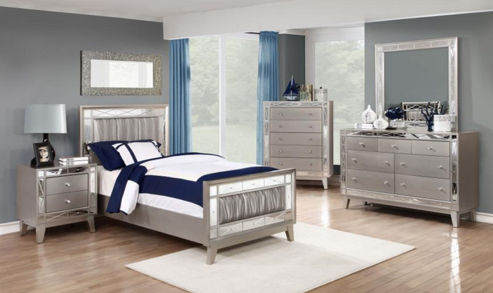 Leighton Metallic Bedroom Set- Jennifer Furniture