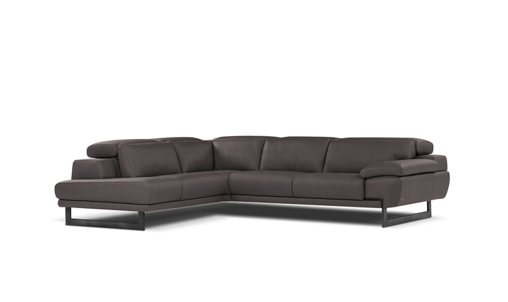 Nicoletti Italia Jersey 4-Seater L-Shape Leather Chaise Sectional in Coat Brown