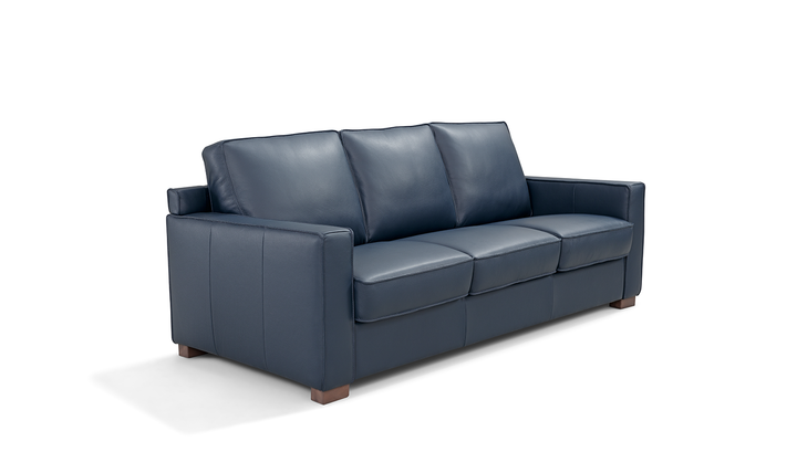 Leather Italia Logan Queen Sleeper Sofa In Blue Oxford