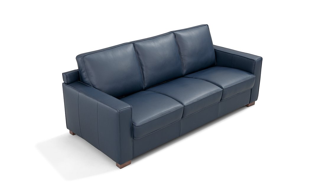 Leather Italia Logan Queen Sleeper Sofa In Blue Oxford