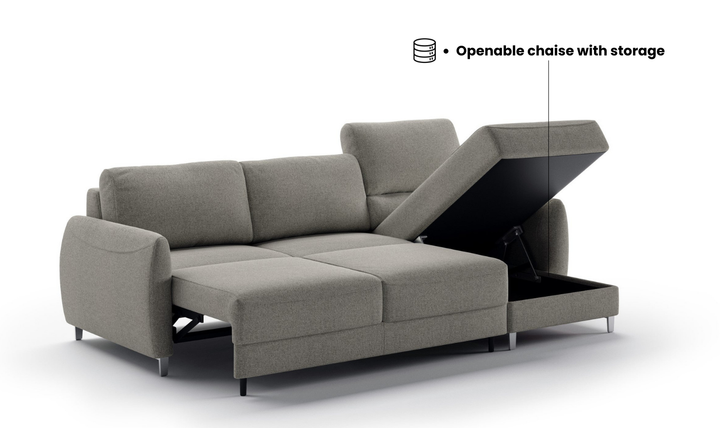 Luonto Delta L-shaped Fabric Sectional Sleeper with storage