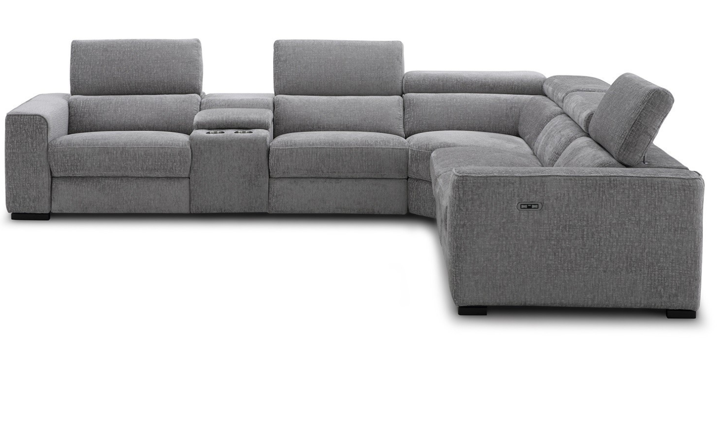 Jennifer Italia Incanto  L-Shaped Leather/Fabric Motion 6pc Sectional