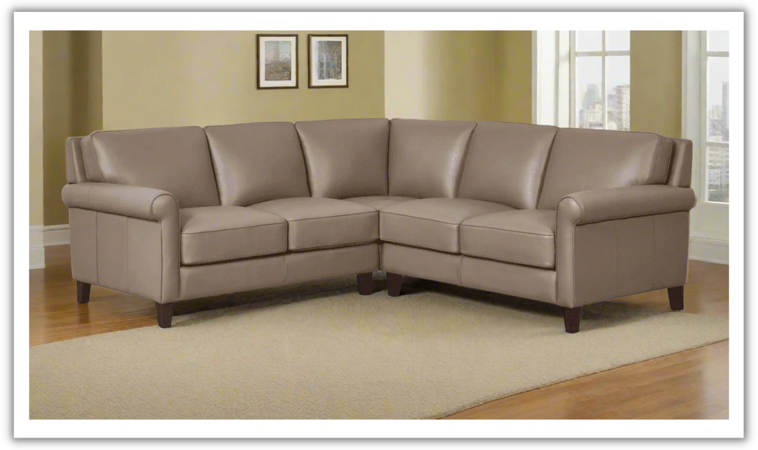 Laguna Leather Sectional Sofa in Taupe Brown-Jennifer Furniture