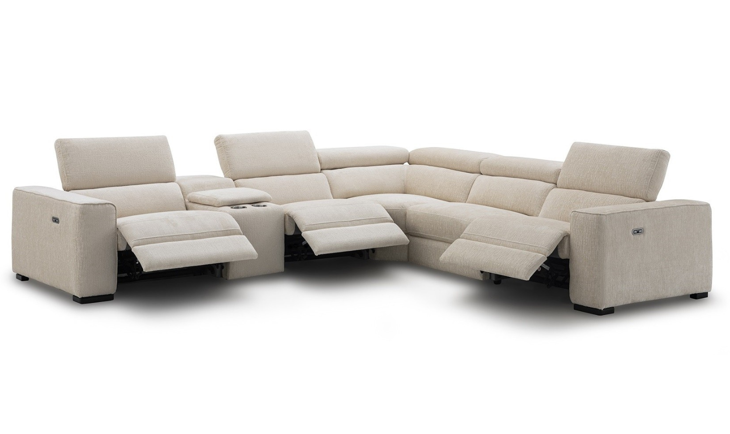 Jennifer Italia Incanto  L-Shaped Leather/Fabric Motion 6pc Sectional