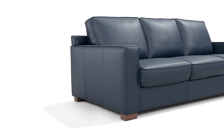 Leather Italia Logan Queen Sleeper Sofa In Blue Oxford