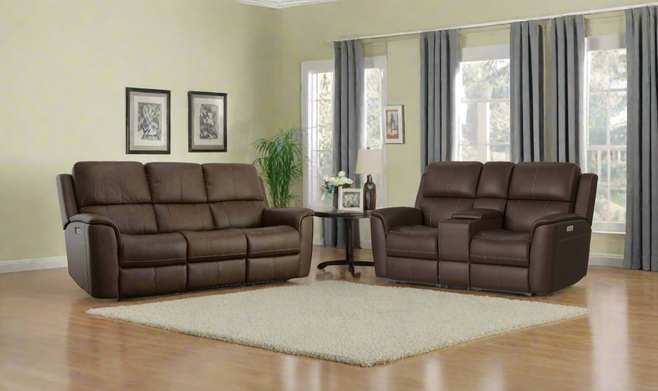 Flexsteel Henry Leather Power Recliner Living Room Set