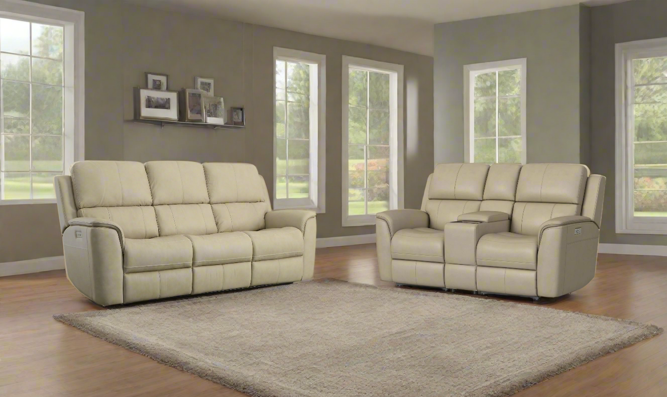 Flexsteel Henry Leather Power Recliner Living Room Set