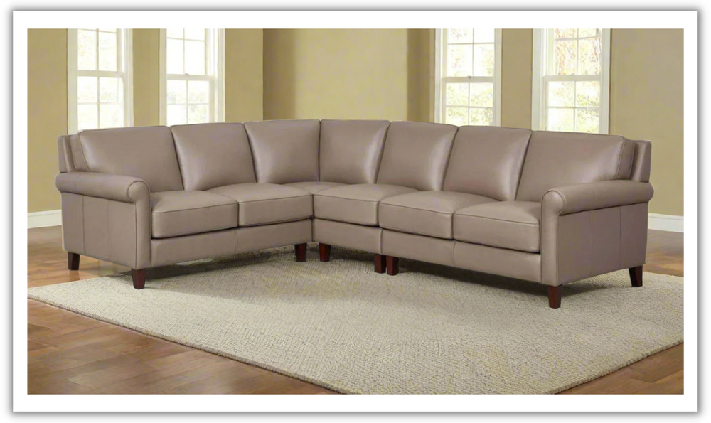 Laguna Leather Sectional Sofa in Taupe Brown-Jennifer Furniture