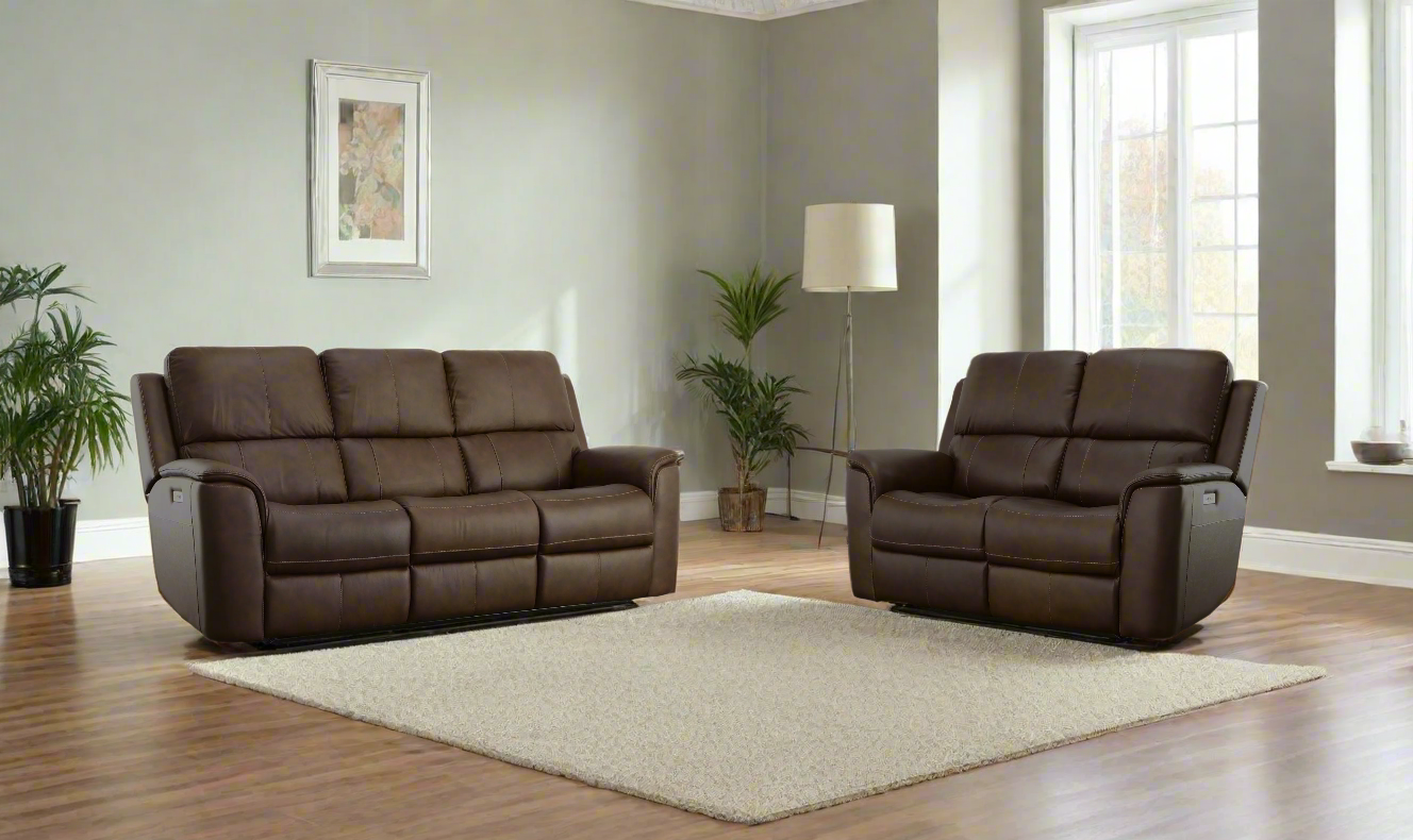 Flexsteel Henry Leather Power Recliner Living Room Set