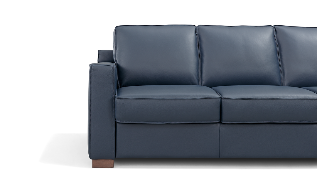 Leather Italia Logan Queen Sleeper Sofa In Blue Oxford