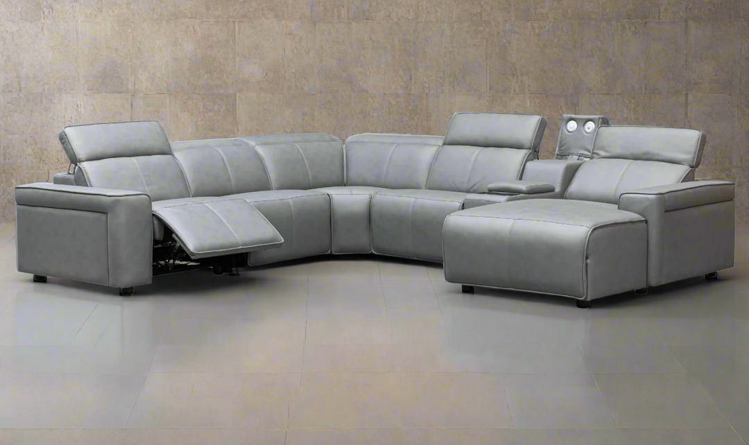 Klaussner Leonardo 6 Pieces Power Recliner Sectional with Storage