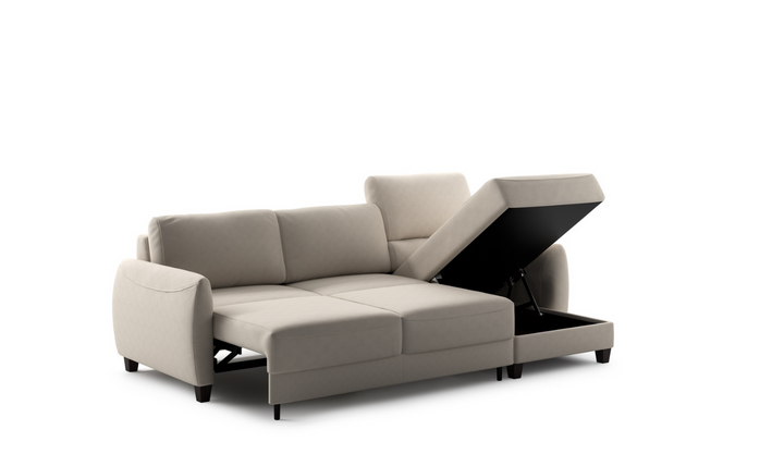 Luonto Delta L-shaped Fabric Sectional Sleeper with storage