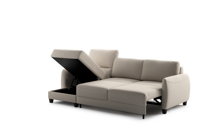 Luonto Delta L-shaped Fabric Sectional Sleeper with storage-Jennifer Furniture