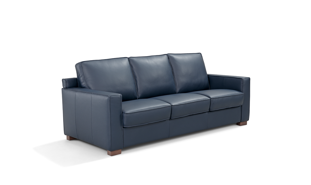 Leather Italia Logan Queen Sleeper Sofa In Blue Oxford