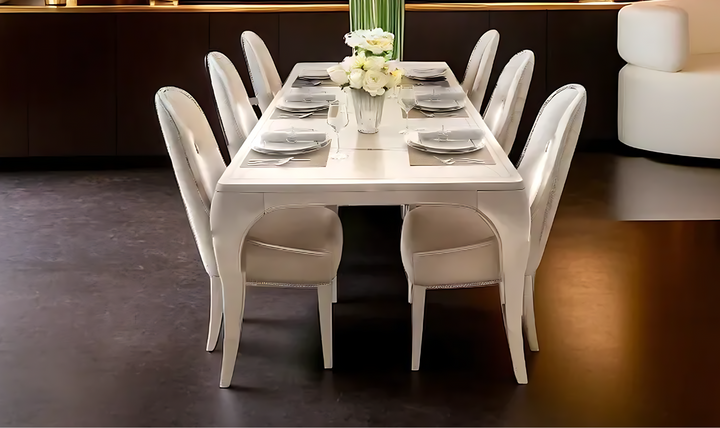 AICO London Place Rectangular Wooden Dining Set in Creamy Pearl-jennifer