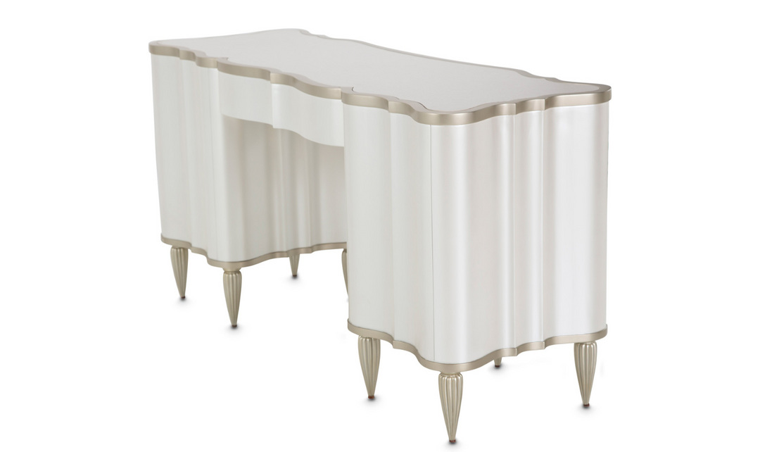 AICO London Place Vanity Desk in Creamy Pearl Finish