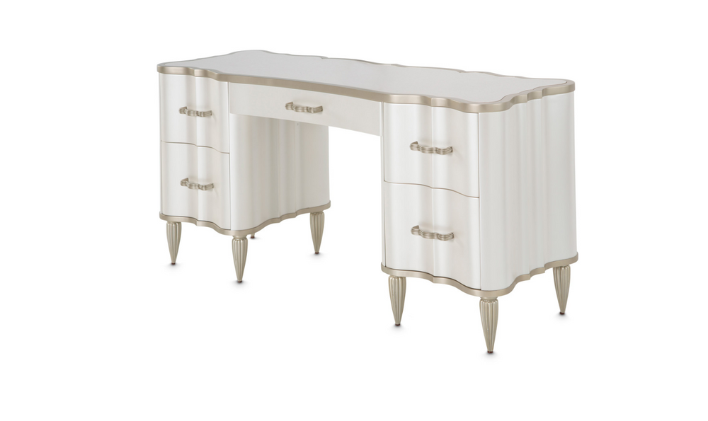 AICO London Place Vanity Desk in Creamy Pearl Finish