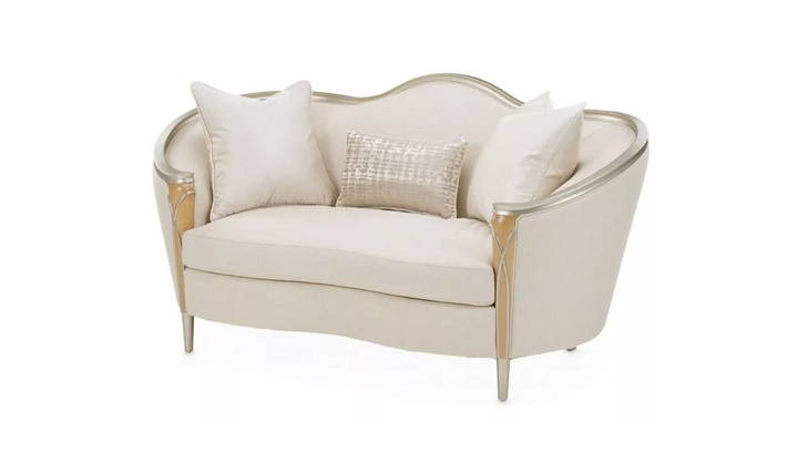 AICO Villa Cherie Fabric Loveseat with Curvy Armrests