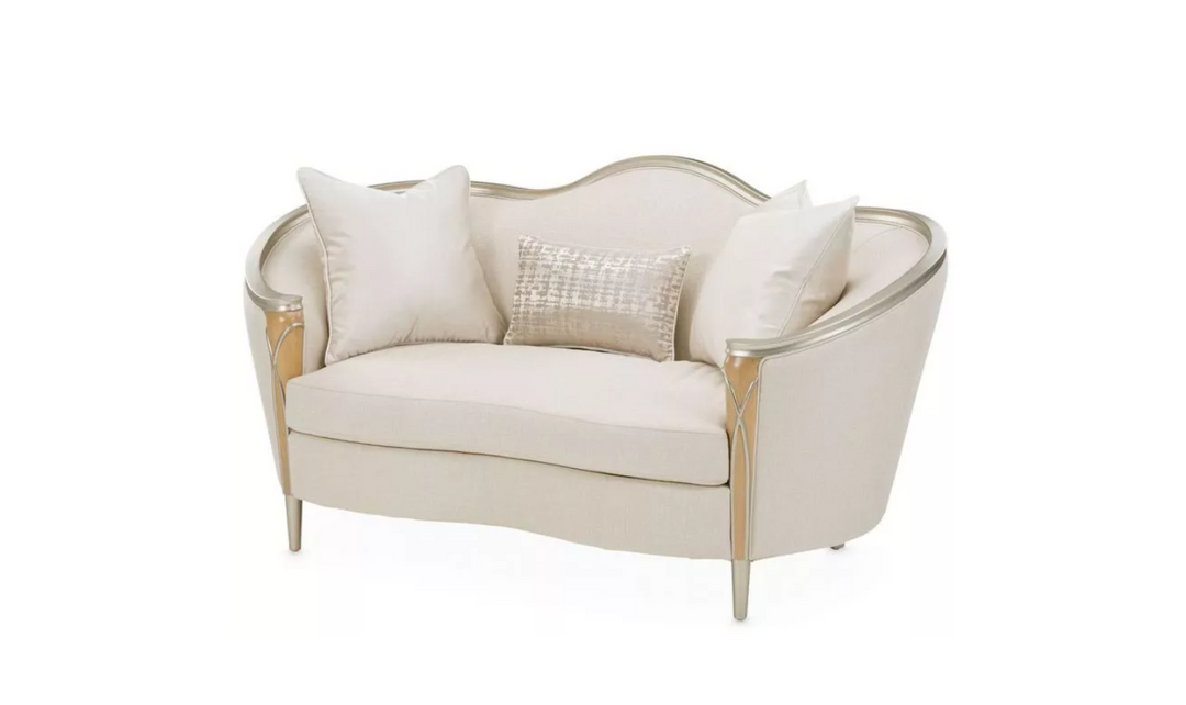 AICO Villa Cherie Fabric Loveseat with Curvy Armrests-jenniferfurniture