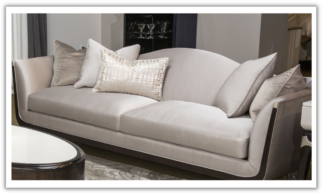 AICO Paris Chic Fabric Living Room Sofa and Chaise in Beige- jennifer furniture