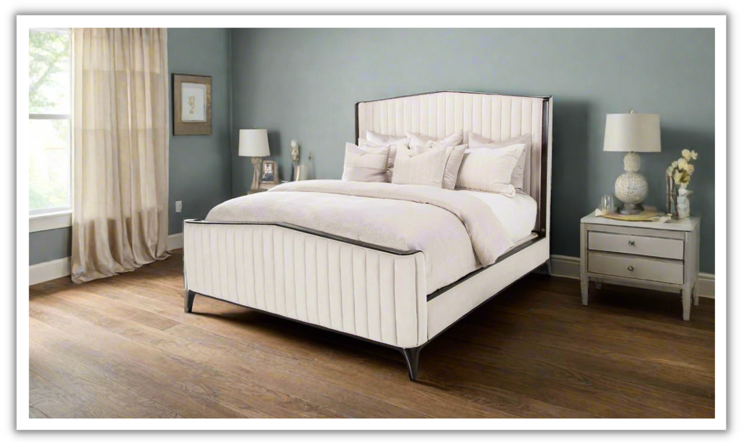 AICO Paris Chic Pearl Bed-jennifer furniture