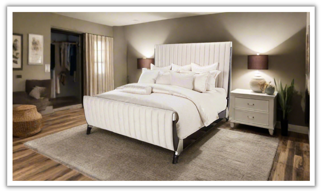 AICO Paris Chic Pearl Bed-jennifer furniture