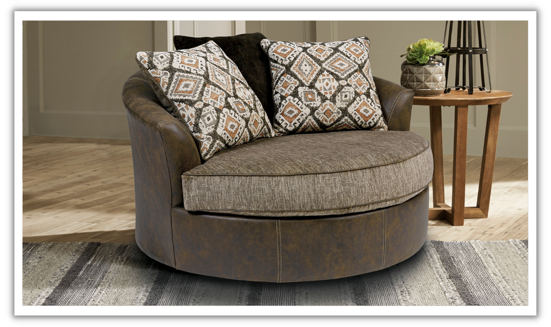 Abalone Oversized Swivel Accent Chair-Jennifer Furniture