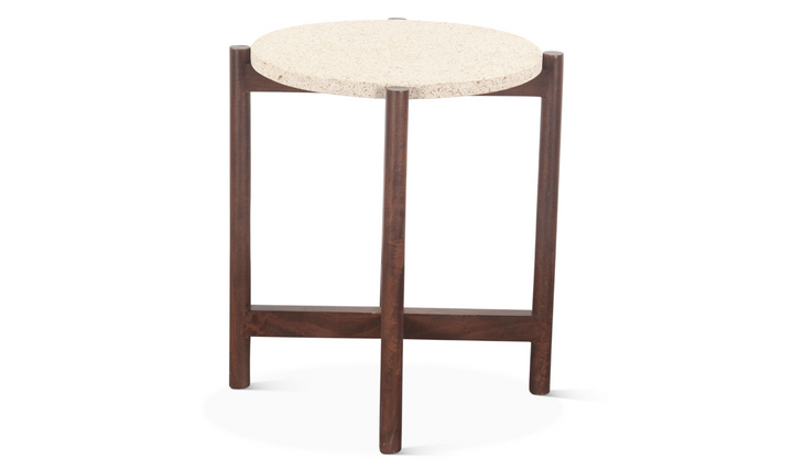 Abstract 18" Round Side Table with Casted Cement Top- Jennifer Furniture