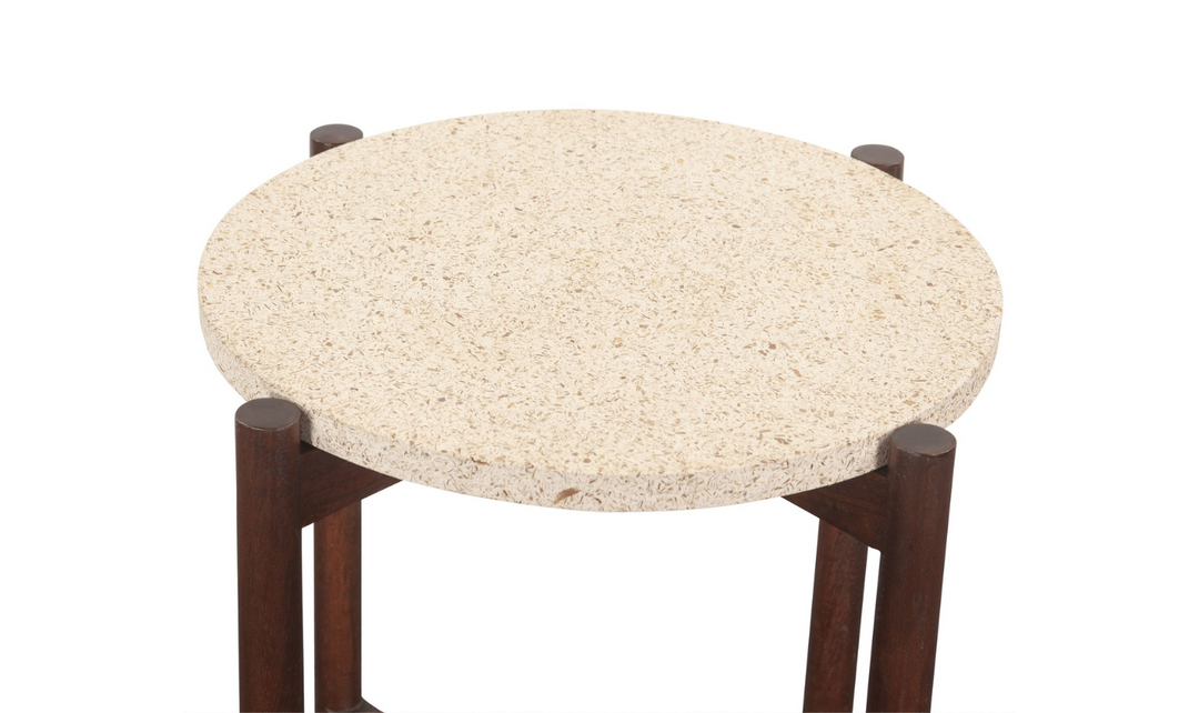 Abstract 18" Round Side Table with Casted Cement Top- Jennifer Furniture