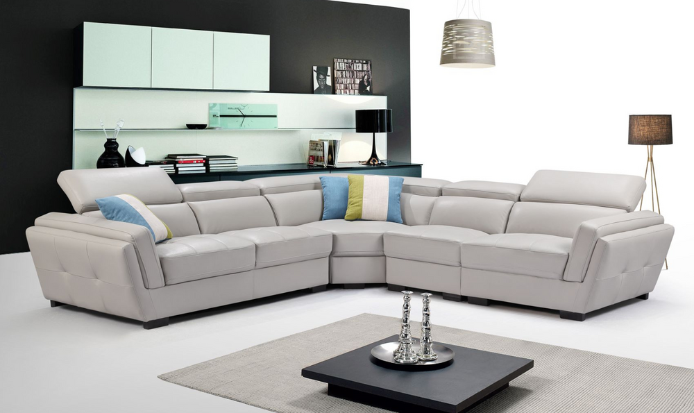 Adley L-shaped Leather Sectional with Adjustable Headrests-Jennifer Furniture