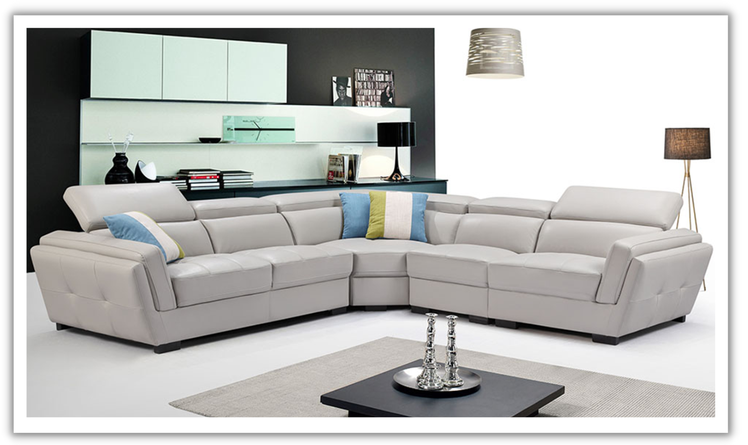 Adley L-shaped Leather Sectional with Adjustable Headrests-Jennifer Furniture