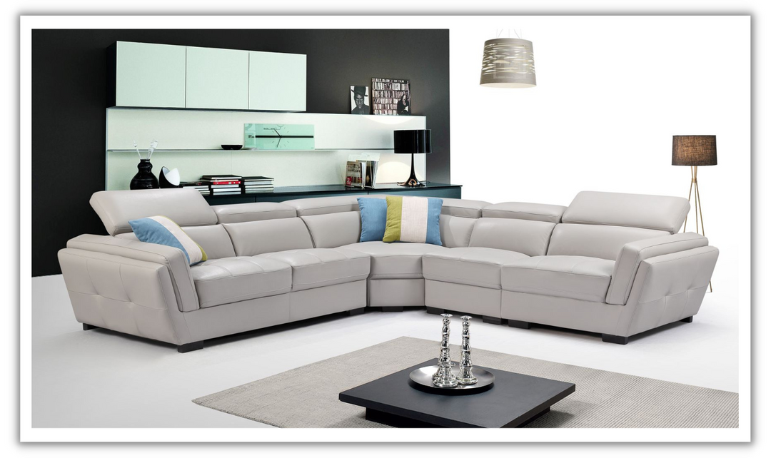 Adley L-shaped Leather Sectional with Adjustable Headrests-Jennifer Furniture