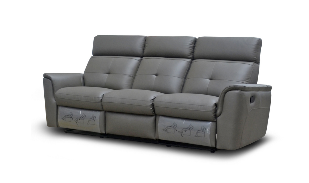 ESF Italia Adonis 3-Seater Italian Leather Manual Recliner Sofa