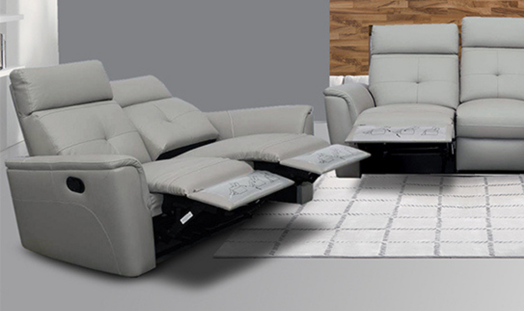 ESF Italia Adonis Leather Manual Reclining Loveseat with Cushion Arms