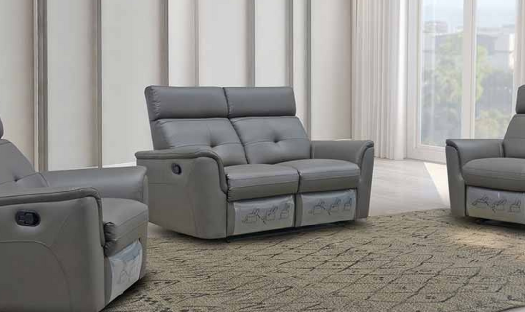 ESF Italia Adonis Leather Manual Reclining Loveseat with Cushion Arms