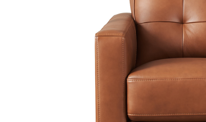 Aiden 2-Seater Leather Loveseat With Track Arms