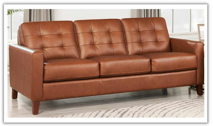 Aiden 3-Seater Leather Sofa With Track Arms