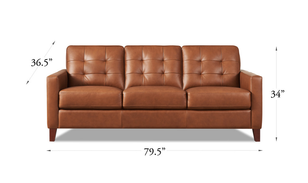 Aiden 3-Seater Leather Sofa With Track Arms