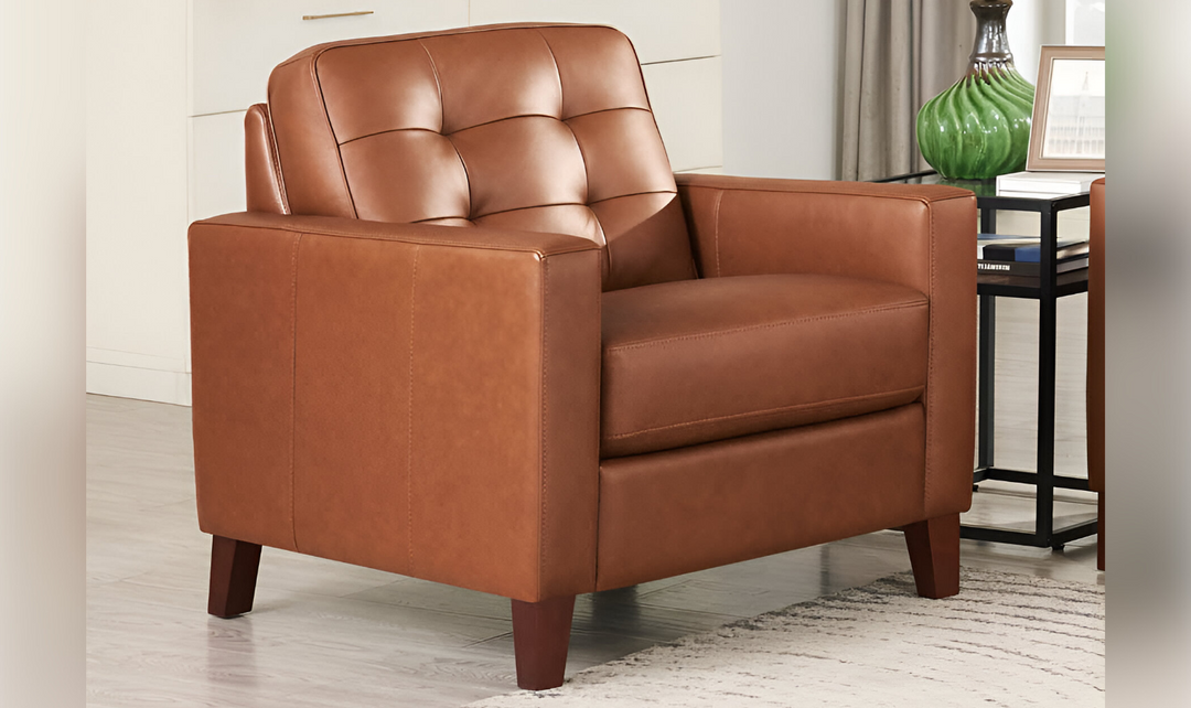 Aiden Leather Chair With Track Arms