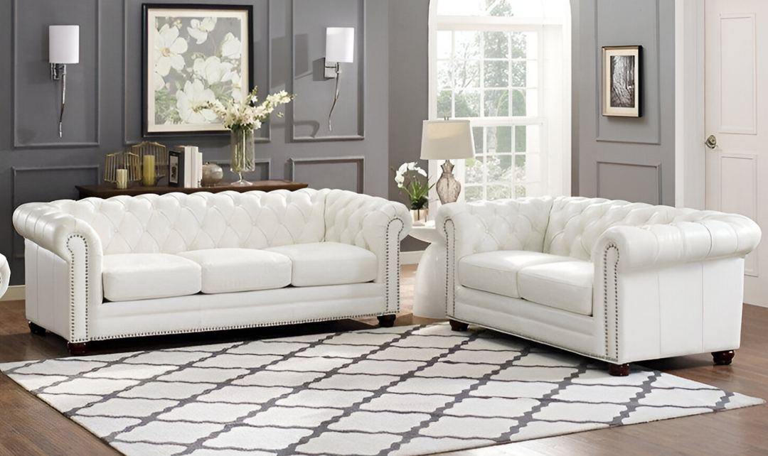 Aliso 2-Seater Leather Loveseat With Rolled Arms-Jennifer Furniture