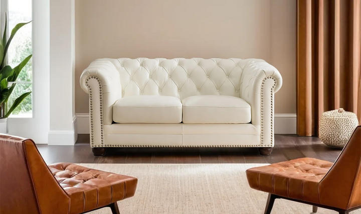 Aliso 2-Seater Leather Loveseat With Rolled Arms-Jennifer Furniture