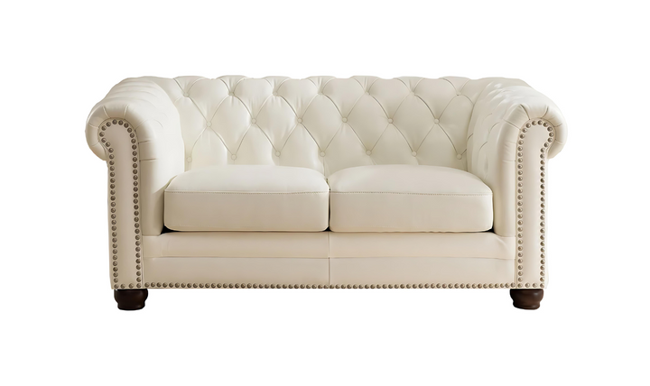 Aliso 2-Seater Leather Loveseat With Rolled Arms-Jennifer Furniture