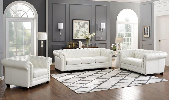 Aliso 3-Seater Leather Sofa With Rolled Arms-Jennifer Furniture