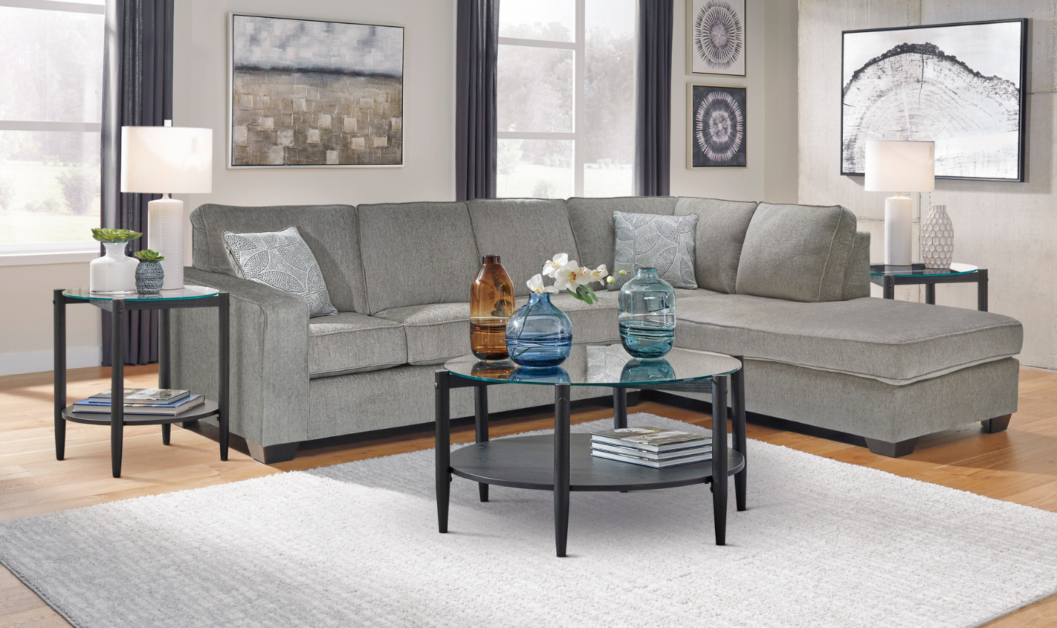 Altari L-shaped Fabric Sectional with Track Arms-Jennifer Furniture 