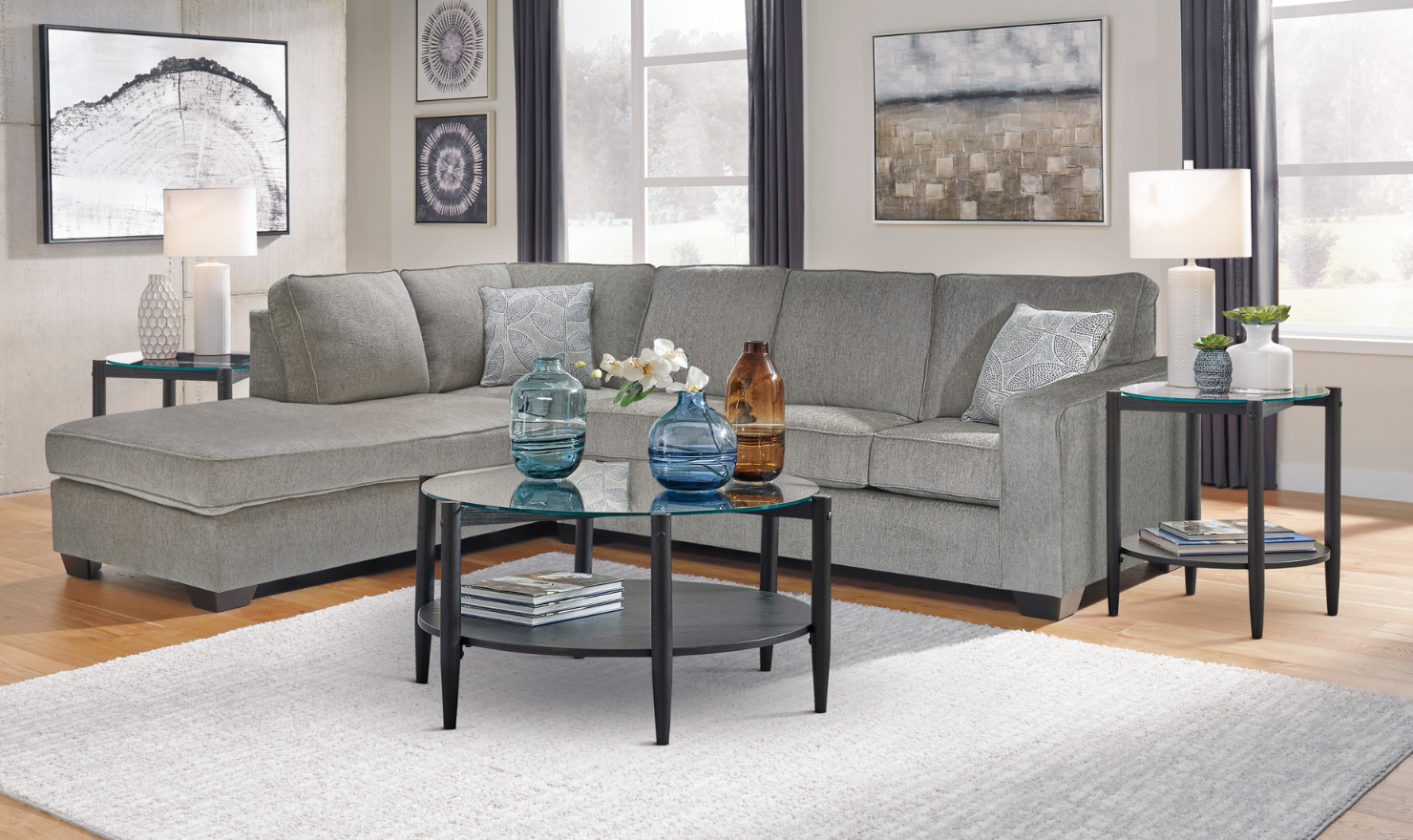 Altari L-shaped Fabric Sectional with Track Arms-Jennifer Furniture 